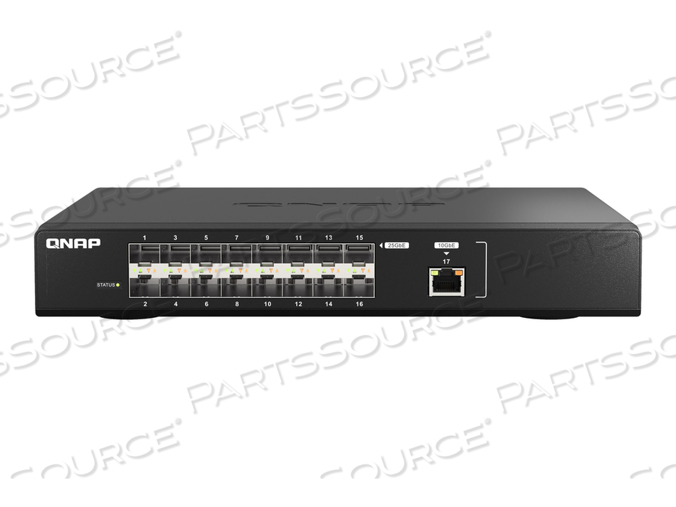 QSW-M5216-1T, SWITCH, MANAGED, 16 X 25 GIGABIT SFP28 + 1 X 10 GIGABIT ETHERNET, RACK-MOUNTABLE by QNAP Security