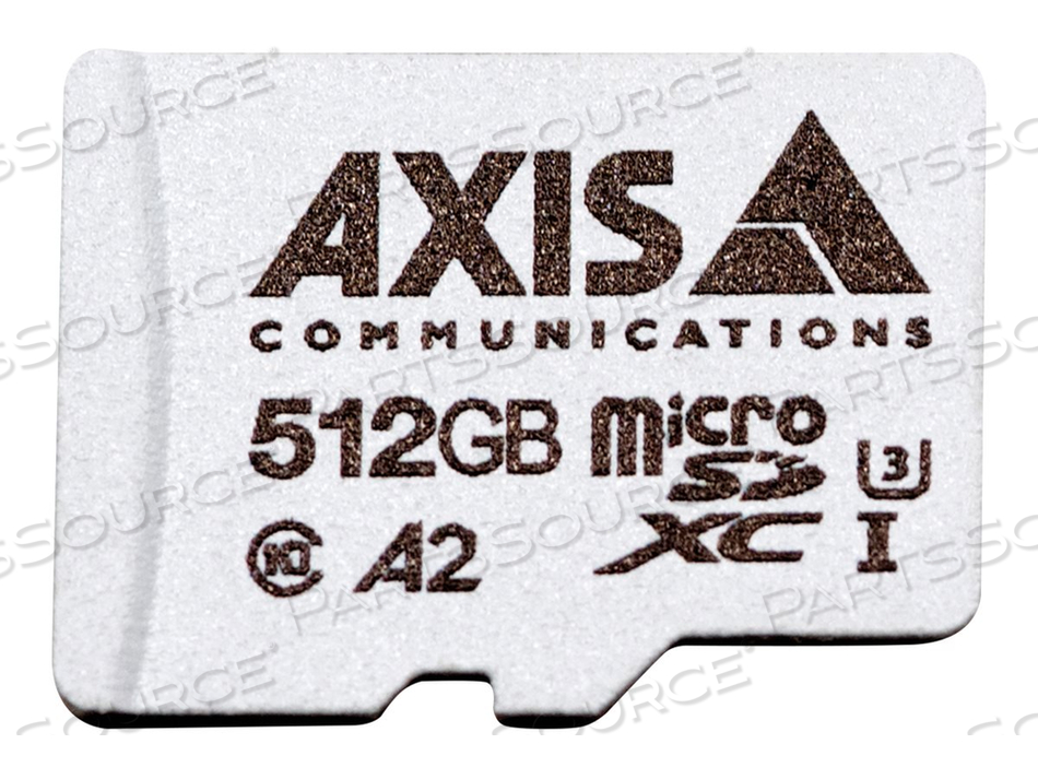 AXIS SURVEILLANCE, FLASH MEMORY CARD (MICROSDXC TO SD ADAPTER INCLUDED), 512 GB, A2 / UHS-I U3 / CLASS10, MICROSDXC UHS-I, FOR AXIS M4308, M by Axis Communications Inc