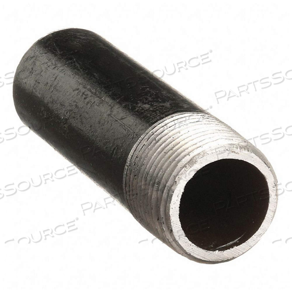 NIPPLE, BLACK STEEL, 3 IN NOMINAL PIPE SIZE, 4 IN LG, THREADED ON ONE END, SCHEDULE 40, MALE NPT by Approved Vendor