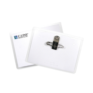 NAME BADGE KITS, TOP LOAD, 4 X 3, CLEAR, COMBO CLIP/PIN, 50/BOX by C-Line