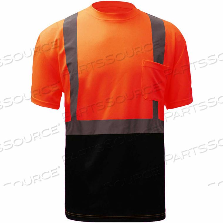 5112, CLASS 2, MICROFIBER BIRDSEYE SHORT SLEEVE T-SHIRT W/ BLACK BOTTOM, ORANGE, 3XL by GSS Safety LLC