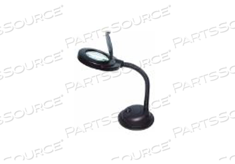 ROUND MAGNIFIER LIGHT, ARM DESIGN GOOSENECK, ARM REACH 12 IN, CLAMPING CAPACITY NOT APPLICABLE, COLOR BLACK, DIOPTER 3, LENS DIAMETER 3.5 IN by Lumapro Products