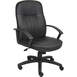 INTERION EXECUTIVE OFFICE CHAIR WITH ARMS - LEATHER - HIGH BACK - BLACK by Boss