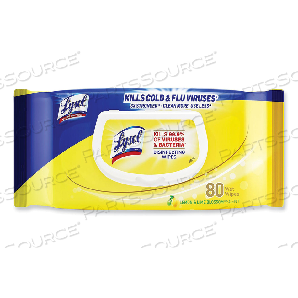 DISINFECTING WIPES FLATPACKS, 6.69 X 7.87, LEMON AND LIME BLOSSOM, 80 WIPES/FLAT PACK, 6 FLAT PACKS/CARTON 