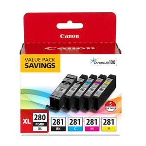 2021C007 (CLI-281, PGI-280 XL) CHROMALIFE100+ INK, BLACK XL/BLACK/CYAN/MAGENTA/YELLOW by Canon (Consumer Electronics)