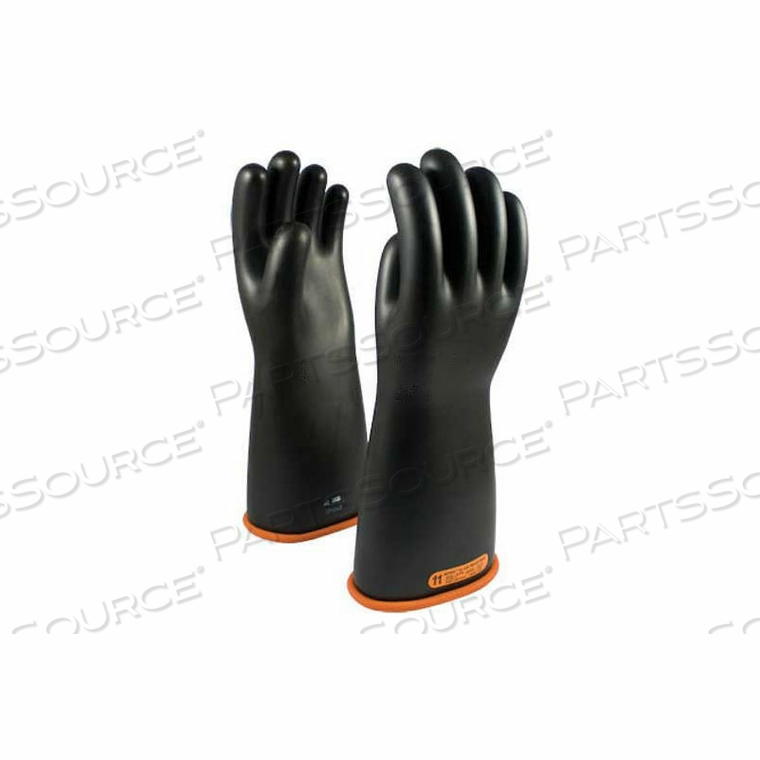 ELECTRICAL RATED GLOVES, TWO TONE, BLACK W/ORANGE INNER COLOR, CLASS 4, 16"L, SIZE 11 