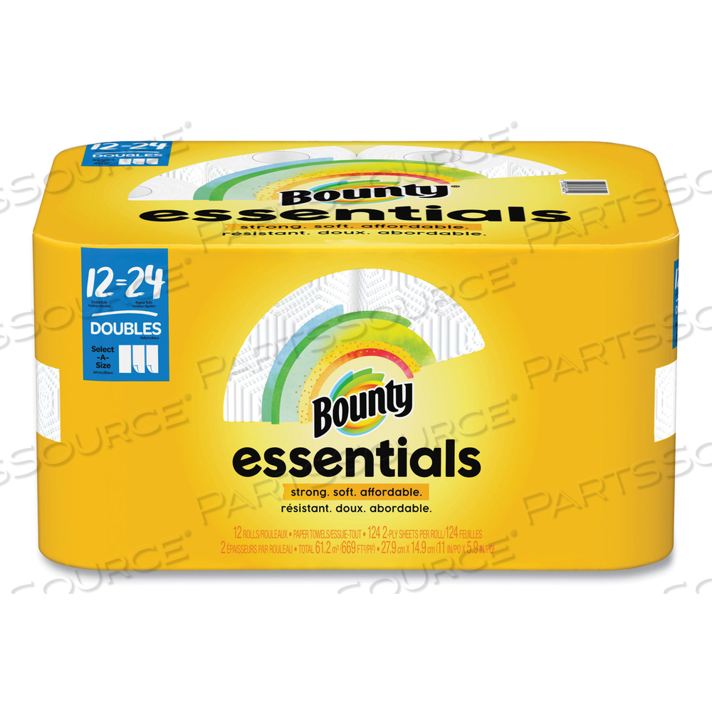 ESSENTIALS SELECT-A-SIZE KITCHEN ROLL PAPER TOWELS, 2-PLY, 124 SHEETS/ROLL, 12 ROLLS 