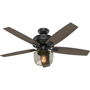 52" BENNETT CEILING FAN WITH LIGHT AND HANDHELD REMOTE - MATTE BLACK by Hunter Fan Co. / Casablanca Fand Co.
