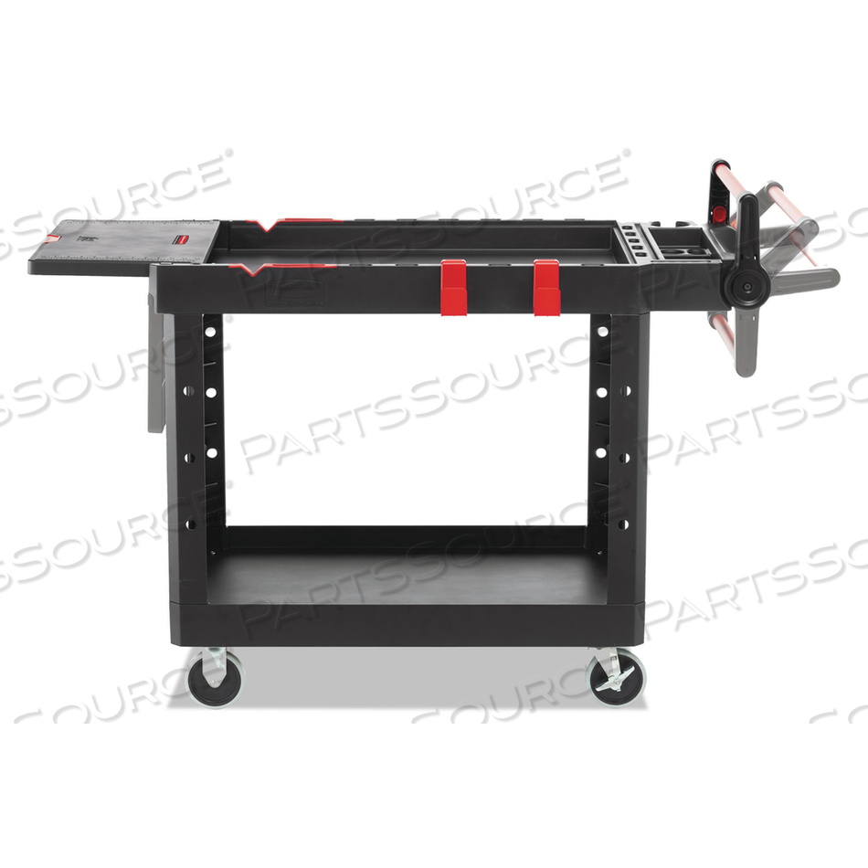 HEAVY DUTY ADAPTABLE UTILITY CART, PLASTIC, 2 SHELVES, 500 LB CAPACITY, 25.2" X 51.5" X 36", BLACK by Rubbermaid Medical Division