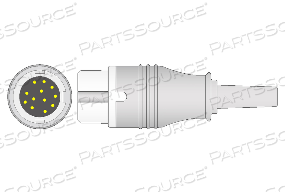 3 LEAD TWIN PIN SHIELDED ECG TRUNK CABLE 