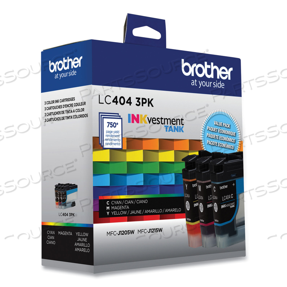 LC4043PK, 3-PACK, YELLOW, CYAN, MAGENTA, ORIGINAL, INK CARTRIDGE, FOR MFC-J1205W, MFC-J1215W by Brother