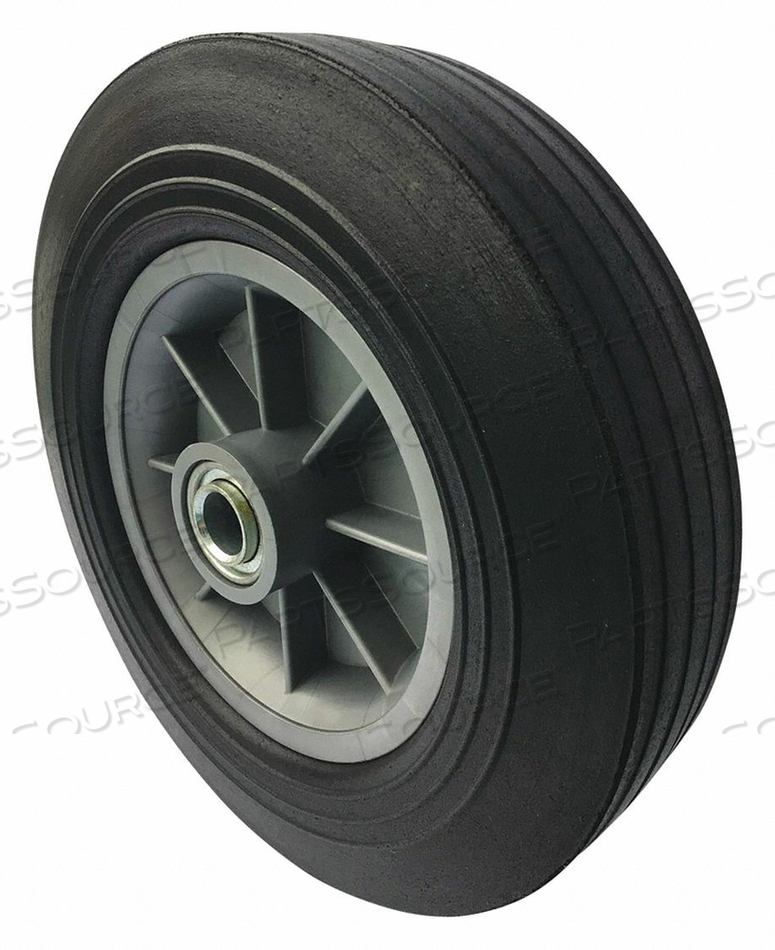 FLAT-FREE SOLID RUBBER WHEEL, 550 LB LOAD RATING, RIBBED TREAD, 9 7/8 IN WHEEL DIA., 1 7/8 IN WHEEL WIDTH, FOR AXLE SIZE 3/4 IN, 10X2.5, STA by Marastar