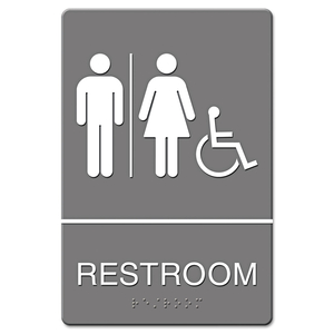 ADA SIGN, RESTROOM/WHEELCHAIR ACCESSIBLE TACTILE SYMBOL, MOLDED PLASTIC, 6 X 9 by HeadLine Sign