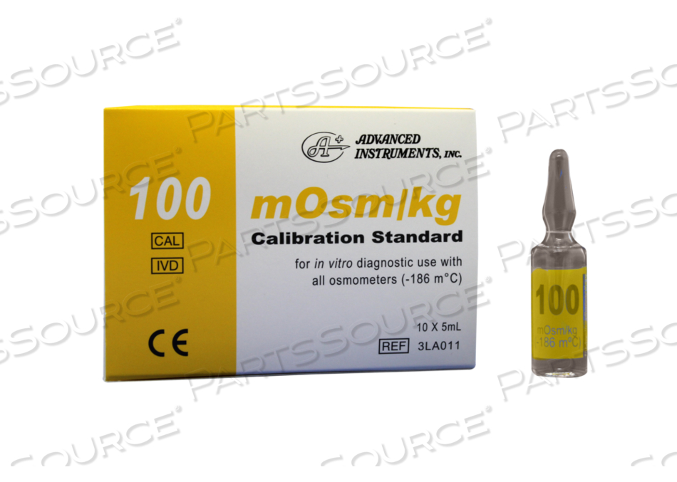 OSMOMETER CALIBRATOR, 10 X 5 ML, CLEAR, LIQUID, CHARACTERISTIC,100 MOSM,0.15% TO 9.5% SODIUM CHLORIDE,<0.1% 2-HYDROXYBIPHENYL SODIUM SALT TE by Advanced Instruments OSMOMETER CALIBRATOR, 10 X 5 ML, CLEAR, LIQUID, CHARACTERISTIC,100 MOSM,0.15% TO 9.5% SODIUM CHLORIDE,<0.1% 2-HYDROXYBIPHENYL SODIUM SALT TE by Advanced Instruments