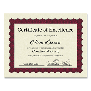 METALLIC BORDER CERTIFICATES, 11 X 8.5, IVORY/RED WITH RED BORDER, 100/PACK by Great Papers