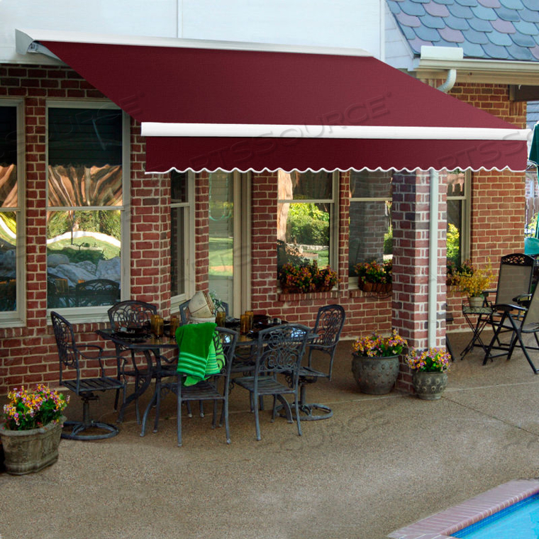 RETRACTABLE AWNING RIGHT MOTOR 18'W X 10'D X 10"H BURGUNDY 