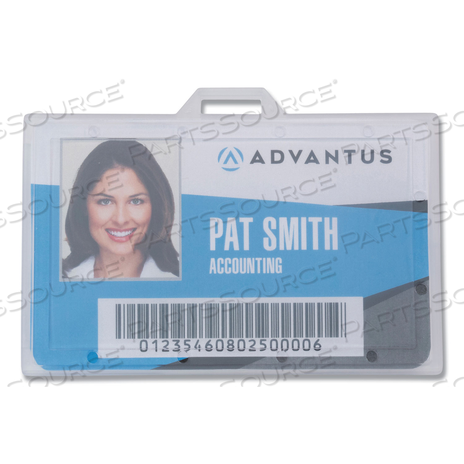 ID CARD HOLDERS, HORIZONTAL, CLEAR 3.68" X 2.25" HOLDER, 3.38" X 2.13" INSERT, 25/PACK 