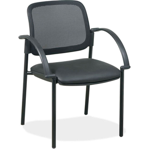 LORELL MESH GUEST CHAIR, 24"W X 23-1/2"D X 32-3/4"H, BLACK LEATHER SEAT by S.P. Richards Company