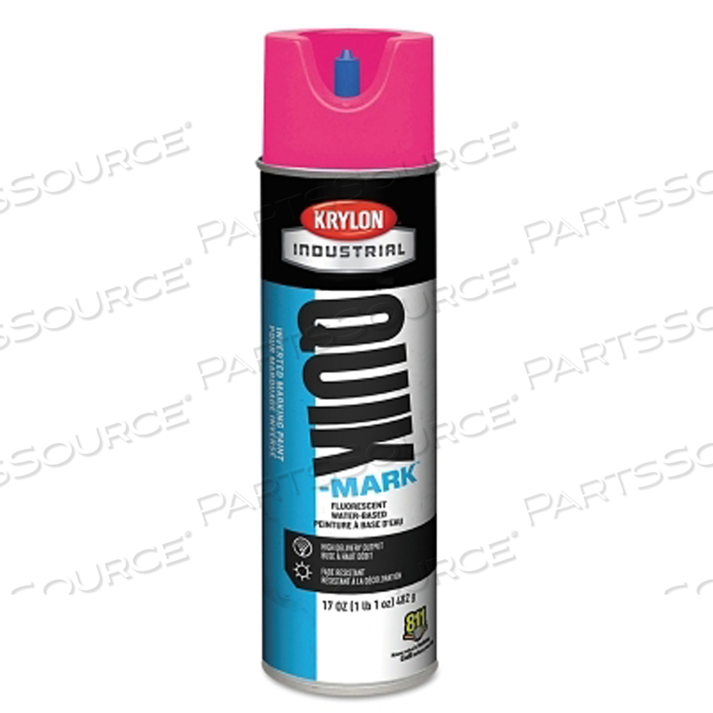 QUIK-MARK FLUORESCENT INVERTED MARKING PAINT, WATER BASE, 17 OZ AEROSOL, FLUORESCENT PINK by Krylon