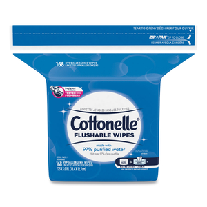 FRESH CARE FLUSHABLE CLEANSING CLOTHS, 5 X 7.25, WHITE, 168/PACK, 8 PACKS/CARTON by Cottonelle