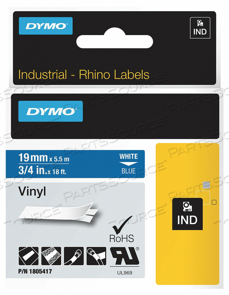 LABEL TAPE CARTRIDGE VINYL 18 FT.L 3/4 W by Dymo