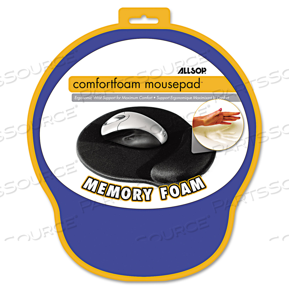 MOUSEPAD PRO MEMORY FOAM MOUSE PAD WITH WRIST REST, 9 X 10, BLUE by Allsop MOUSEPAD PRO MEMORY FOAM MOUSE PAD WITH WRIST REST, 9 X 10, BLUE by Allsop