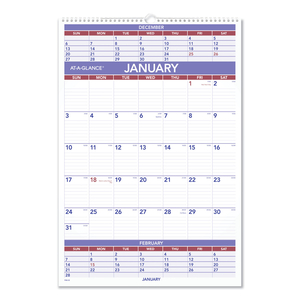 THREE-MONTH WALL CALENDAR, 15.5 X 22.75, WHITE SHEETS, 12-MONTH (JAN TO DEC): 2023 by At-A-Glance