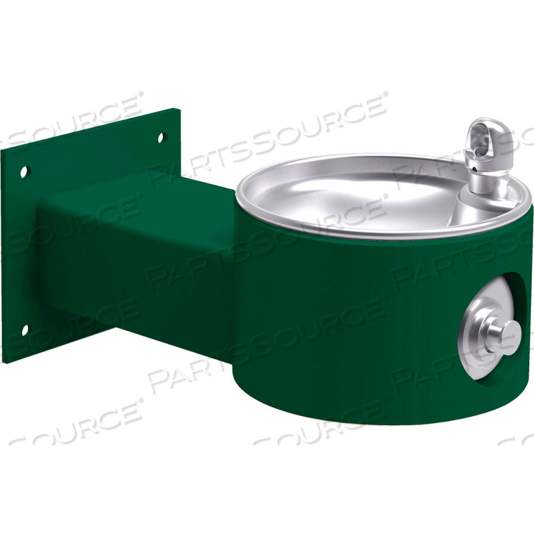 OUTDOOR WALL MOUNTED DRINKING FOUNTAIN, FREEZE RESISTANT, EVERGREEN 