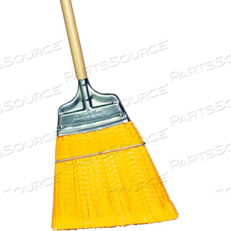 MILWAUKEE DUSTLESS UPRIGHT ANGLED BROOM, YELLOW FLAGGED POLYPROPYLENE LARGE FLARE WITH WOODEN HANDLE by Gordon Brush Mfg. Co., Inc.