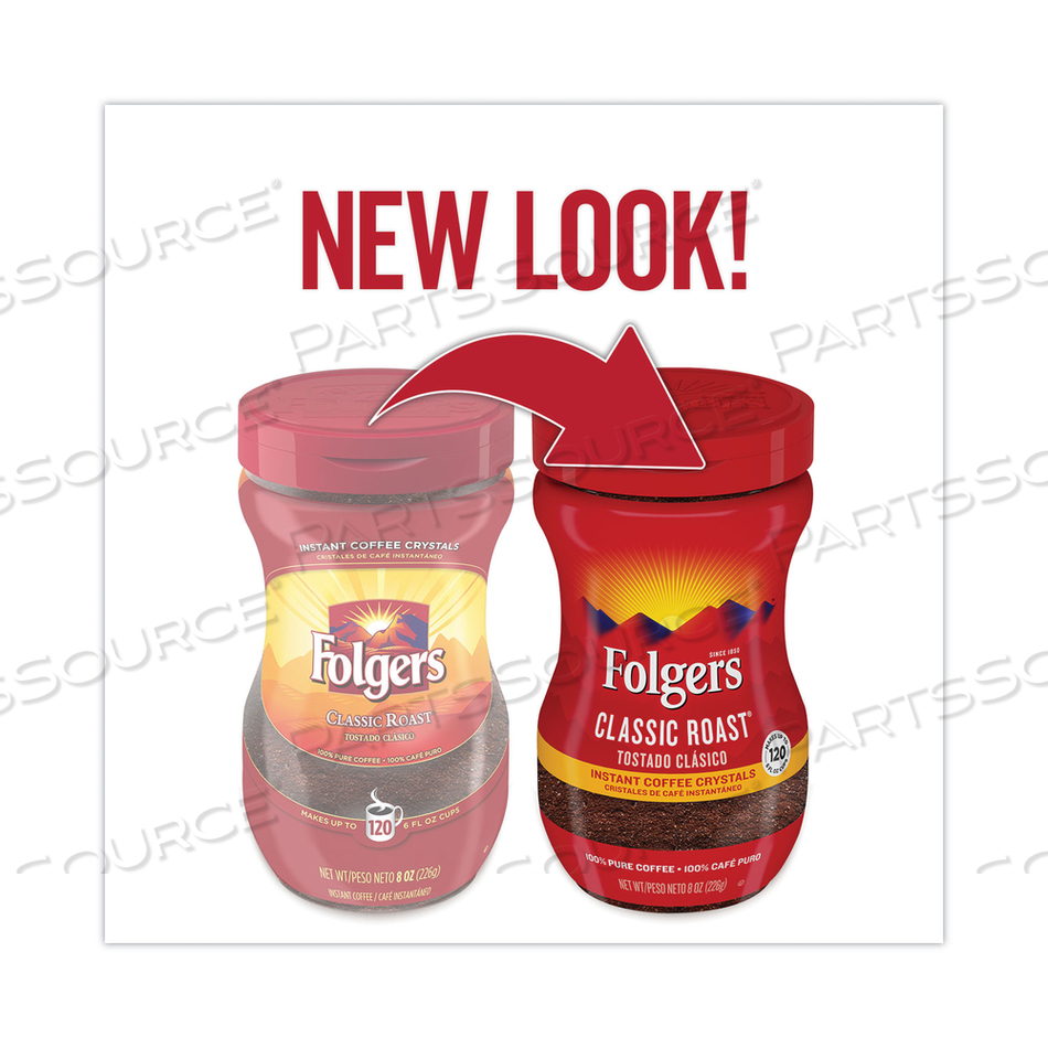 INSTANT COFFEE CRYSTALS, CLASSIC ROAST, 8 OZ JAR, MEDIUM by Folgers