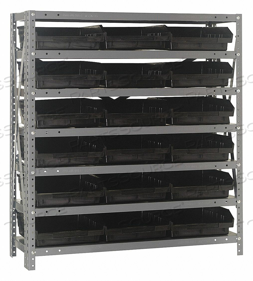 BIN SHELVING 39 OVERALL H 18 BINS BLACK by Quantum Storage Systems BIN SHELVING 39 OVERALL H 18 BINS BLACK by Quantum Storage Systems