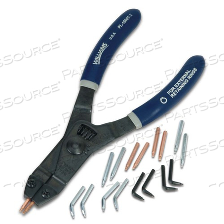 PL-1600C WILLIAMS SNAP RING PLIER & TIPS SET, DOUBLE-DIPPED, PLASTIC 