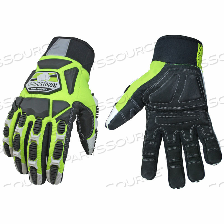 HIGH VISIBILITY, HEAVY DUTY PERFORMANCE TITAN GLOVE - LINED W/ KEVLAR - LARGE 