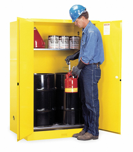 FLAMMABLE CABINET VERTICAL 2X30 GAL. YLW by Justrite