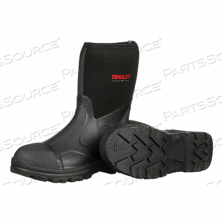 BADGER NEOPRENE BOOTS, PLAIN TOE, UPPER RUBBER SOLE, STEEL SHANK, 12"H, BLK, SIZE 10 