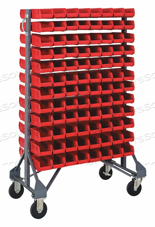 MOBILE BIN RAIL FLOOR RACK 192 BINS RED by Quantum Storage Systems