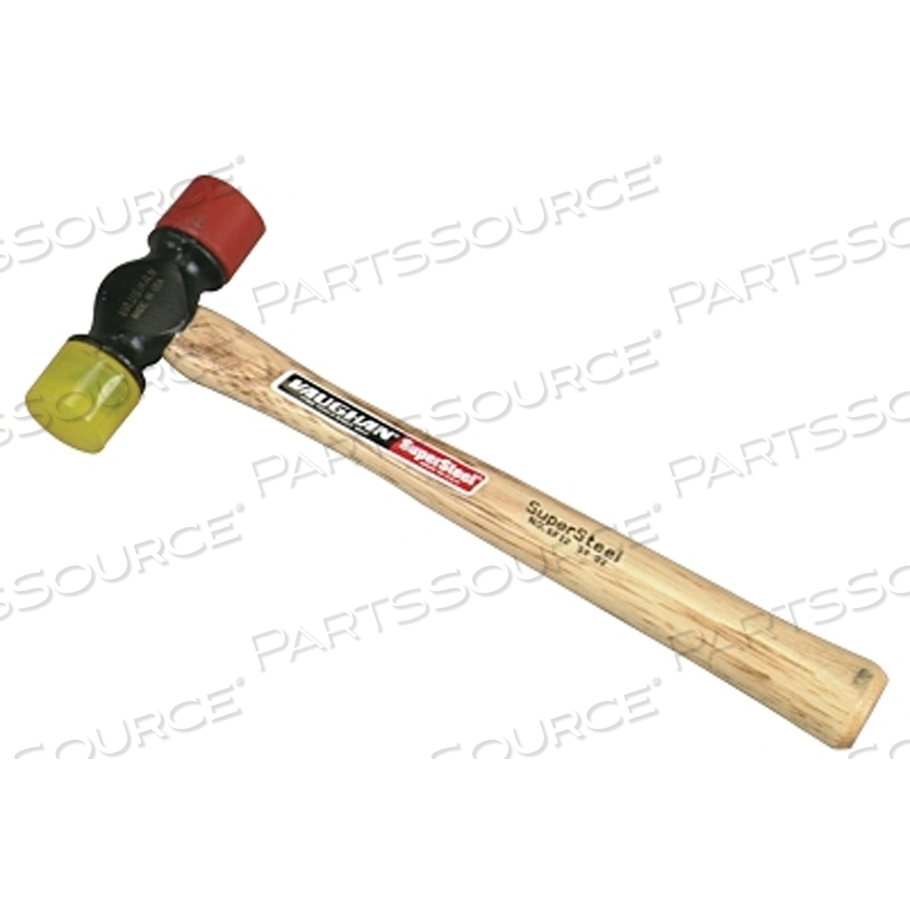 SOFT FACE HAMMER, 12 OZ HEAD, 1-3/8 IN DIA FACE, 12-1/8 IN OAL, RED/YELLOW by Vaughan SOFT FACE HAMMER, 12 OZ HEAD, 1-3/8 IN DIA FACE, 12-1/8 IN OAL, RED/YELLOW by Vaughan