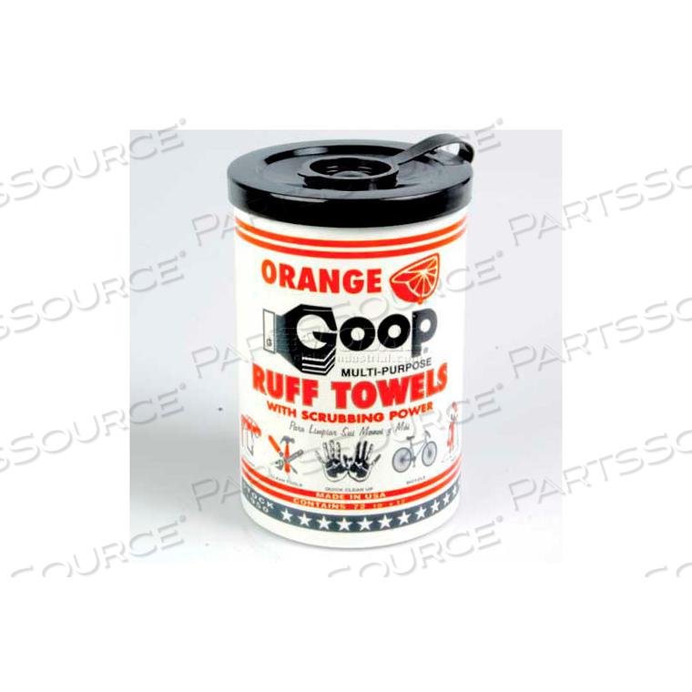 ORANGE RUFF TOWELS, 72 WIPES/CAN, 6 CANS by Goop