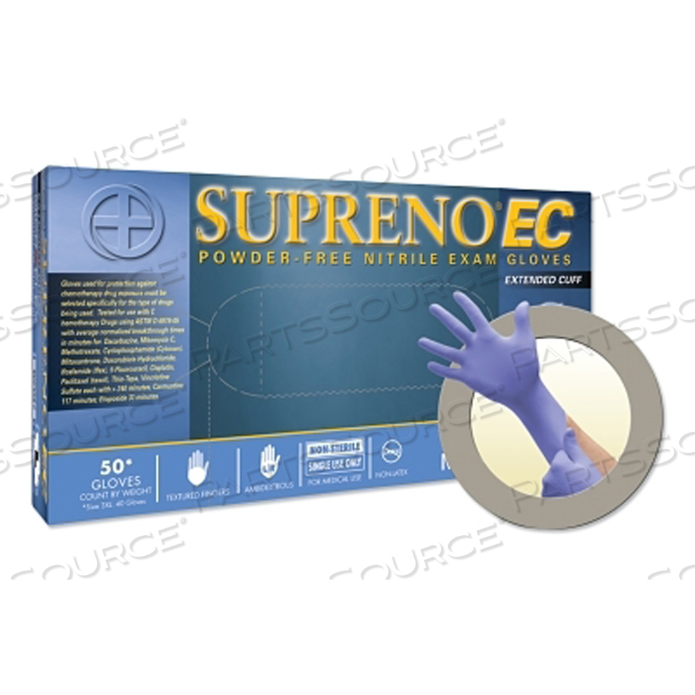 SUPRENO EC SEC-375 NITRILE DISPOSABLE GLOVES, 5.5 MIL PALM, 8.3 MIL FINGERS, X-LARGE, VIOLET BLUE by Microflex