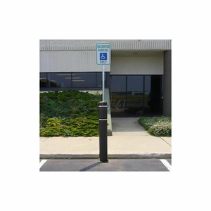 52"H WITH 8"H SIGN POST - NATURAL GROUND INSTALLATION - BLACK COVER/WHITE TAPES by Flexpost, Inc.