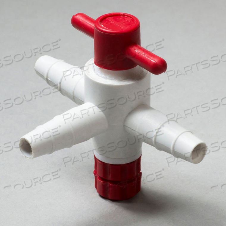 THREE-WAY PTFE STOPCOCK, 1/4" TO 3/8" TUBING, 4MM BORE by Bel-Art Products THREE-WAY PTFE STOPCOCK, 1/4" TO 3/8" TUBING, 4MM BORE by Bel-Art Products