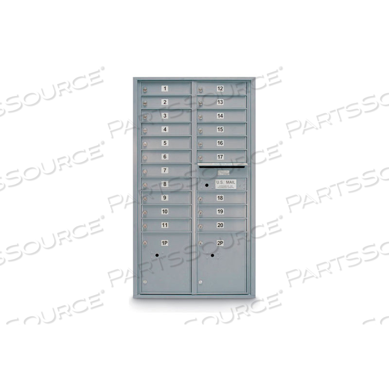4C HORIZONTAL MAILBOX 56-1/2"H DOUBLE COLUMN 20 DOORS, 2 PARCEL USPS by United Visual Products