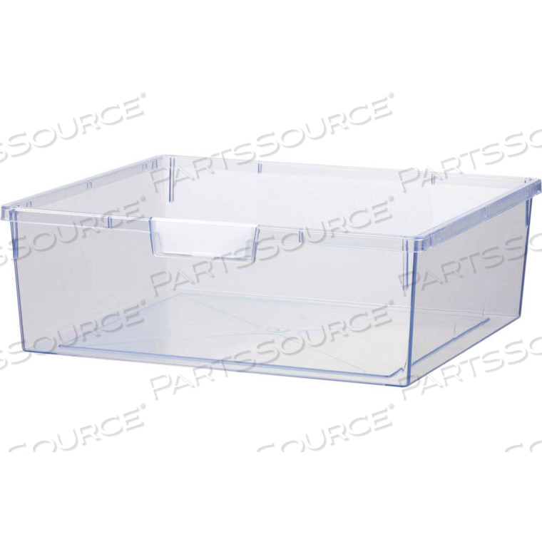 EXTRA WIDE DOUBLE DEPTH STORAGE TOTE TRAY - 16-3/4"L X 18-1/2"W X 6"H CLEAR 