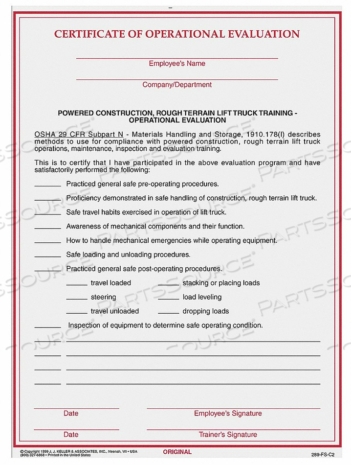 EVALUATION FORM REG COMPLIANCE PK50 by J.J. Keller & Associates EVALUATION FORM REG COMPLIANCE PK50 by J.J. Keller & Associates