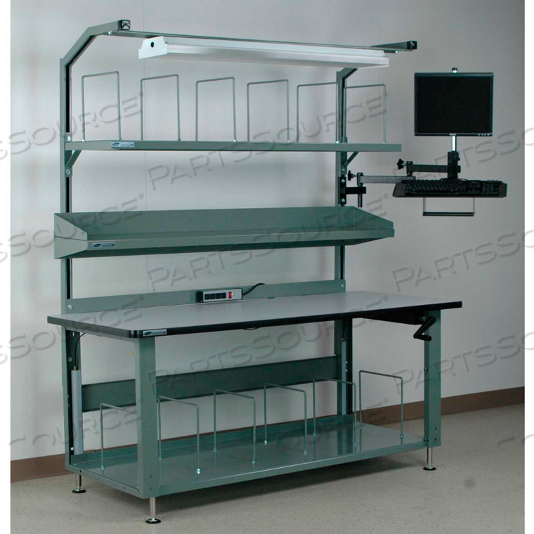 NO. 3 HYDRAULIC ADJ. HEIGHT PACKING WORKBENCH - LAMINATE SAFETY EDGE WITH T-MOLD 96X30 BK by Stackbin Corporation