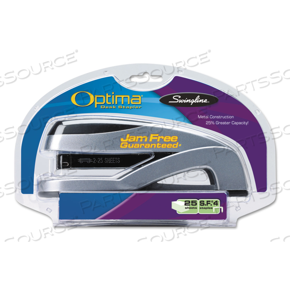 OPTIMA FULL STRIP DESK STAPLER, 25-SHEET CAPACITY, SILVER OPTIMA FULL STRIP DESK STAPLER, 25-SHEET CAPACITY, SILVER
