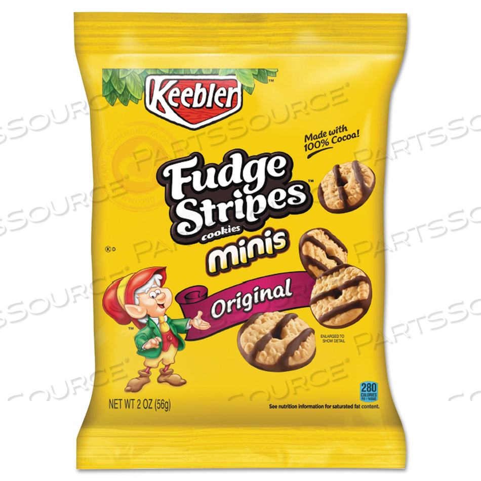 MINI COOKIES, FUDGE STRIPES, 2 OZ SNACK PACK, 8/BOX 