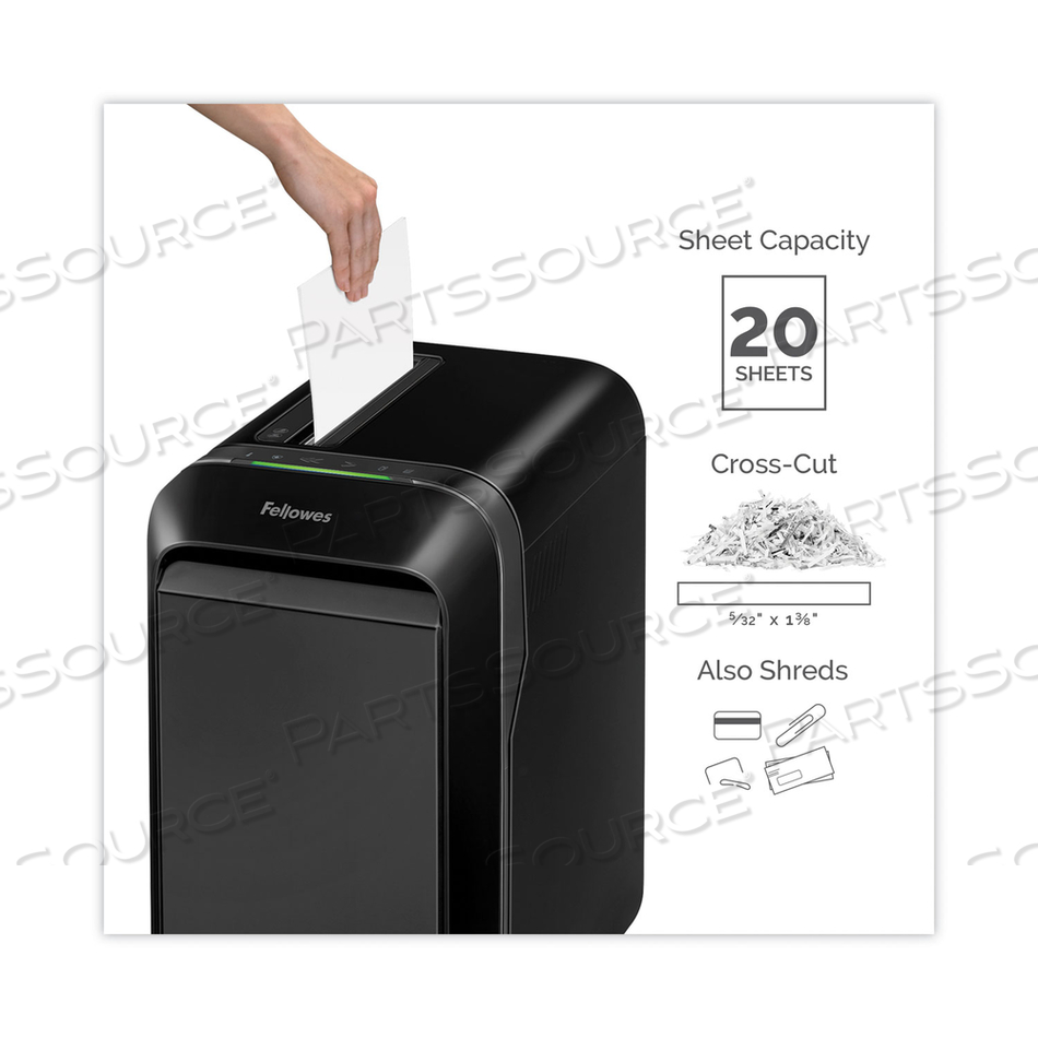 POWERSHRED LX190 CROSS-CUT SHREDDER, 20 MANUAL SHEET CAPACITY by Fellowes