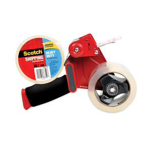 PACKAGING TAPE DISPENSER WITH TWO ROLLS OF TAPE, 3" CORE, FOR ROLLS UP TO 2" X 60 YDS, RED by 3M Consumer