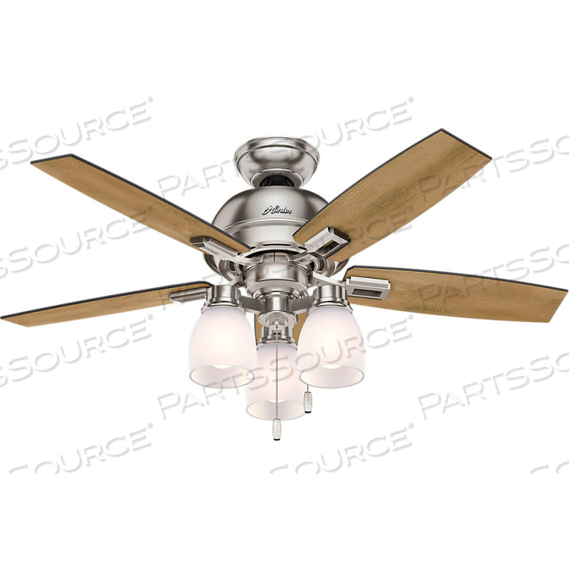 44" DONEGAN CEILING FAN WITH THREE LIGHTS - BRUSHED NICKEL by Hunter Fan Co. / Casablanca Fand Co. 44" DONEGAN CEILING FAN WITH THREE LIGHTS - BRUSHED NICKEL by Hunter Fan Co. / Casablanca Fand Co.